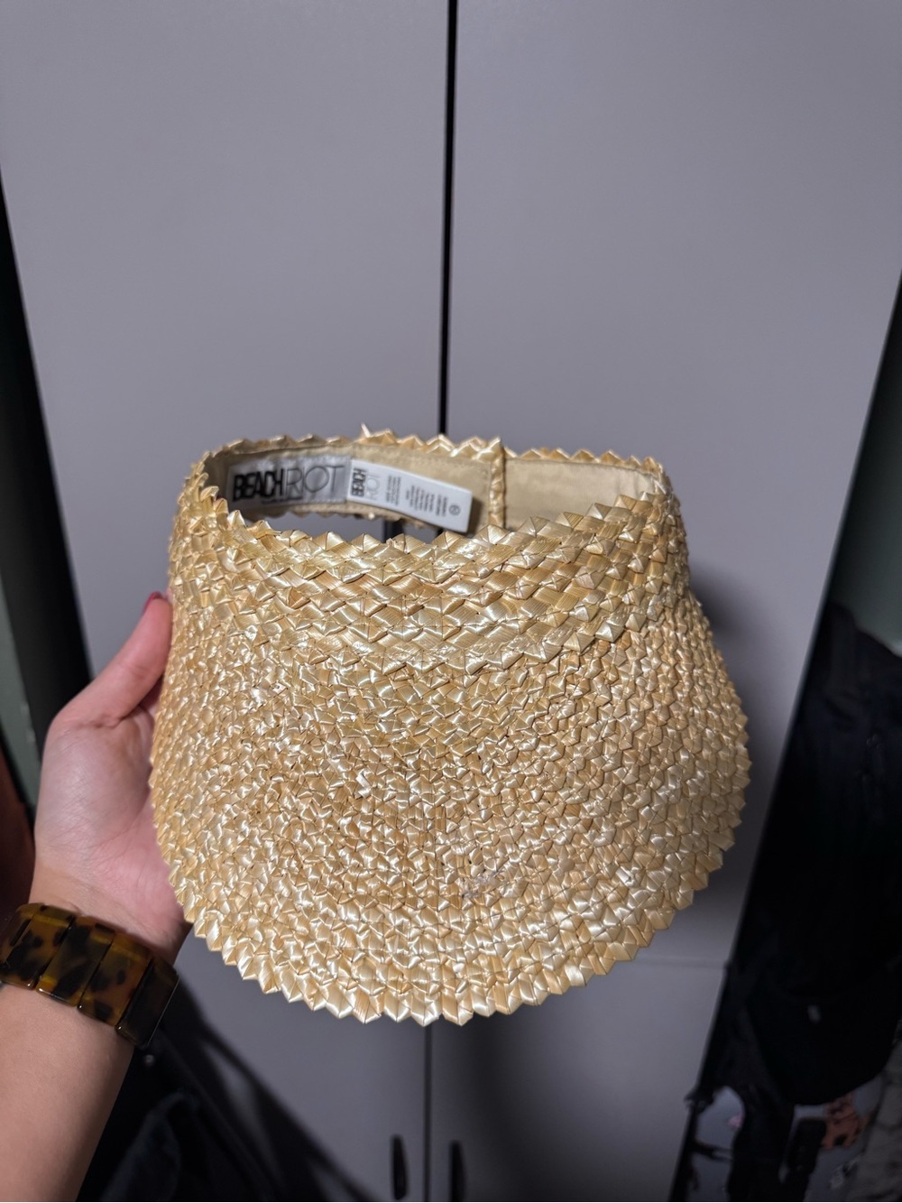 Beach Riot Gold Woven Straw Visor